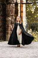 Manto infantil Rowan, negro, mezcla de lana