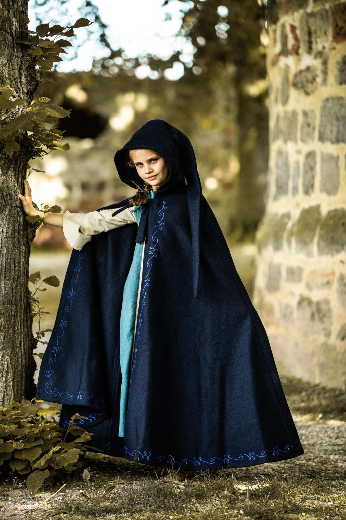 Child's cloak Morgan, wool blend, blue