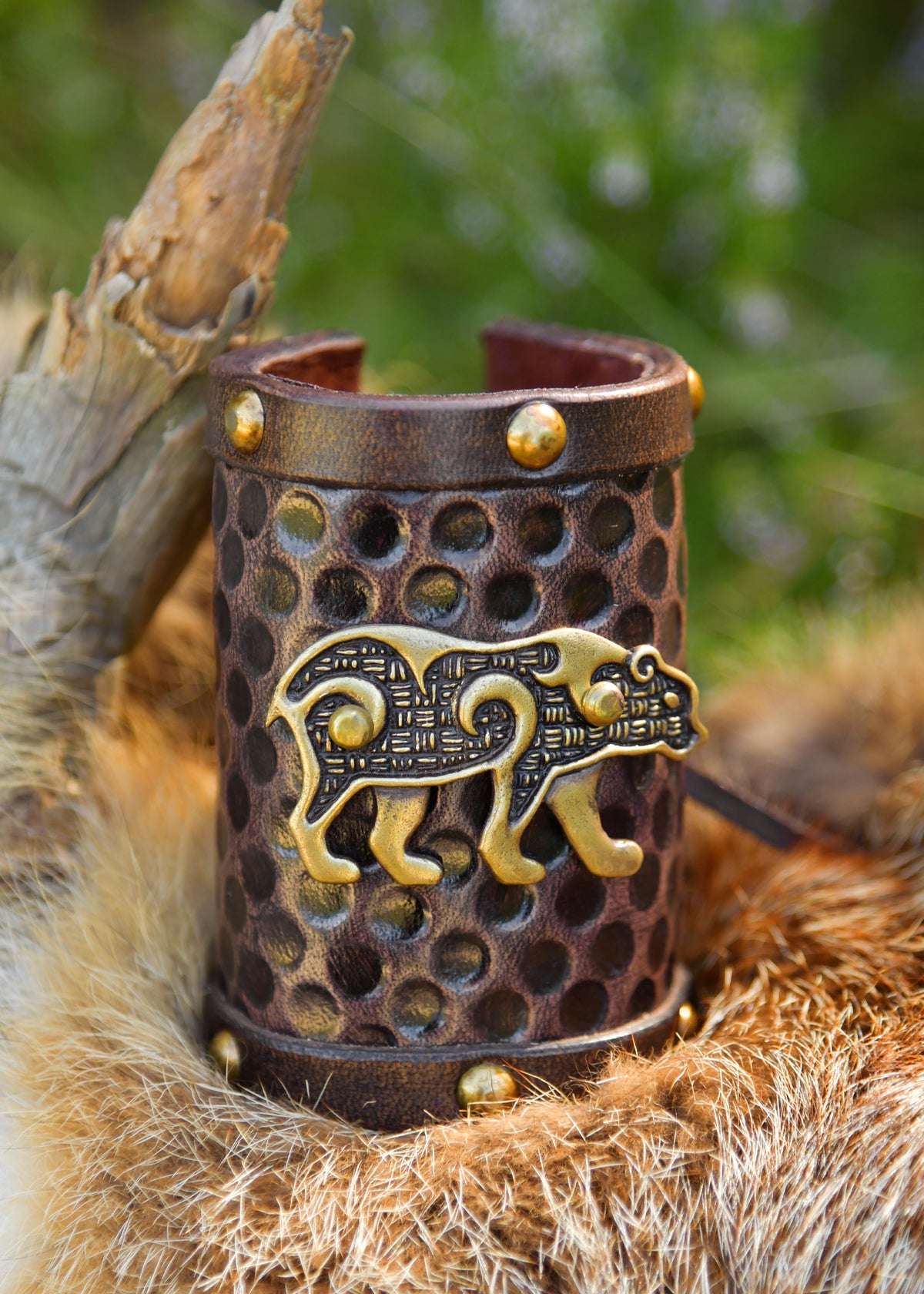 Armband Keltische beer, per stuk, leer