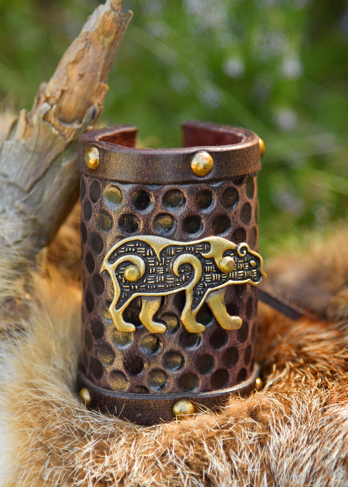 Armband Keltische beer, per stuk, leer