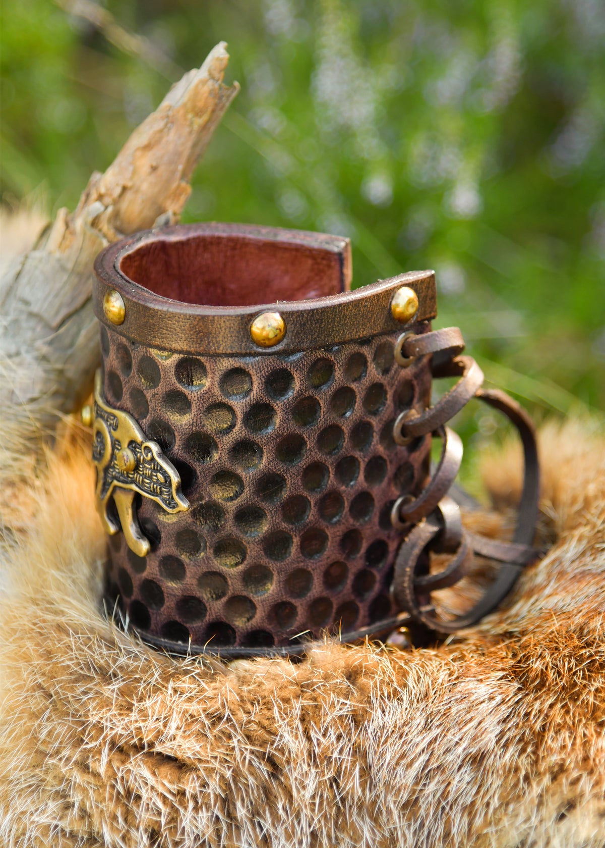 Armband Keltische beer, per stuk, leer