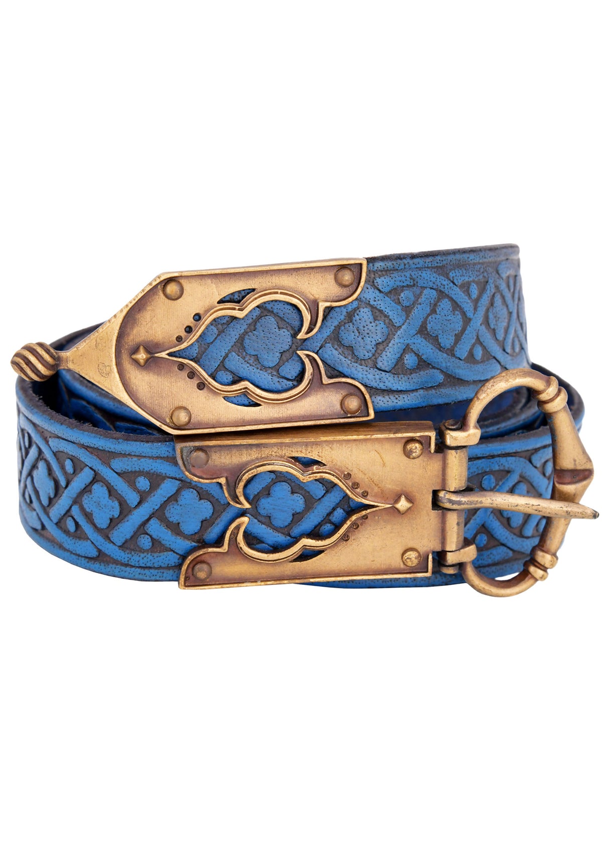 Middeleeuwse riem met vierpas motief, 13e-15e eeuw, blauw