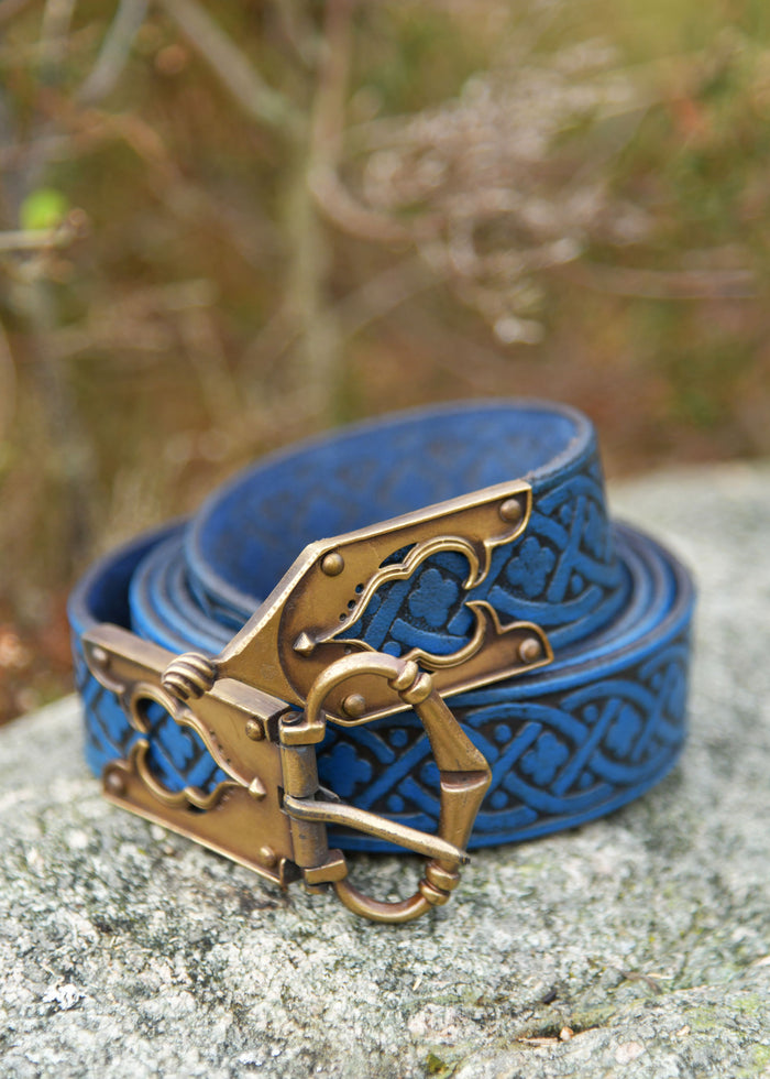 Middeleeuwse riem met vierpas motief, 13e-15e eeuw, blauw