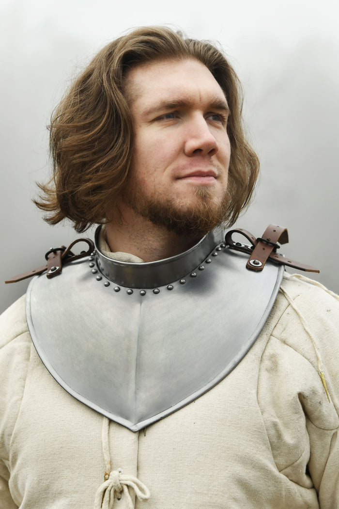 Late medieval gorget side view