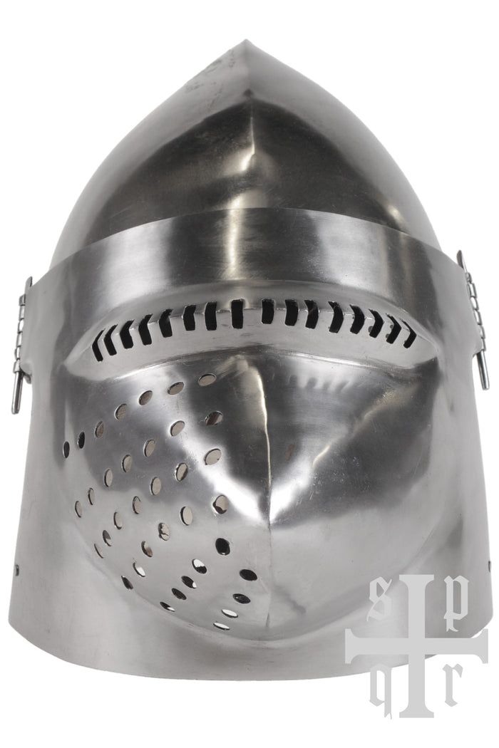 Dog muzzle bascinet side view