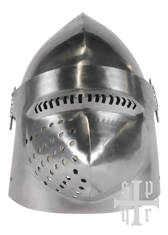 Dog muzzle bascinet side view