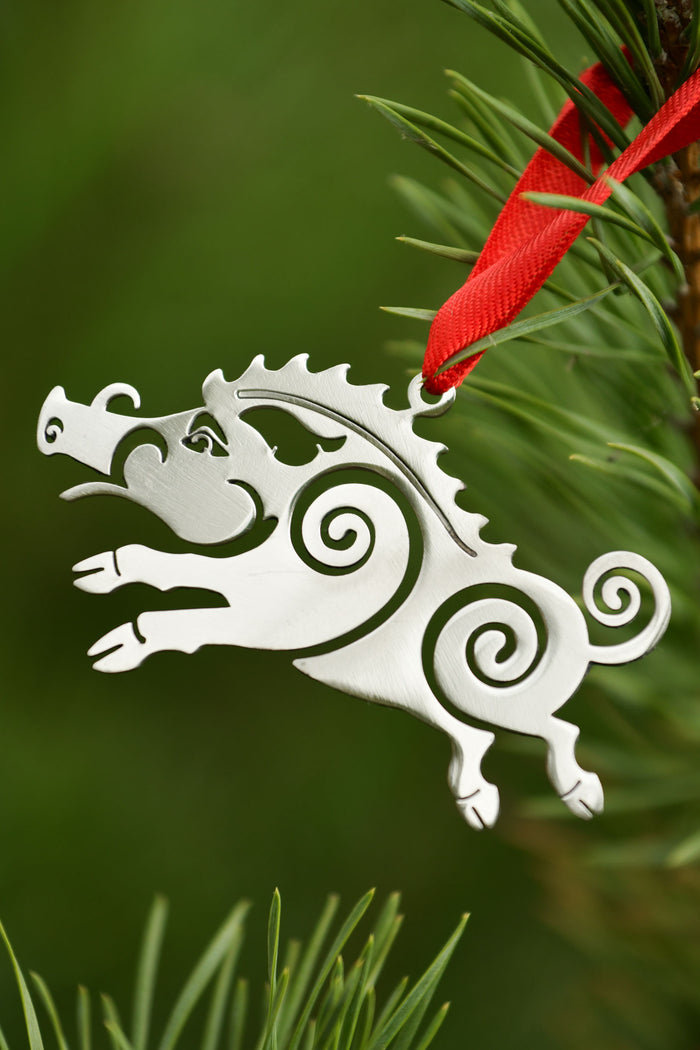 Kerstversiering everzwijn, roestvrij staal