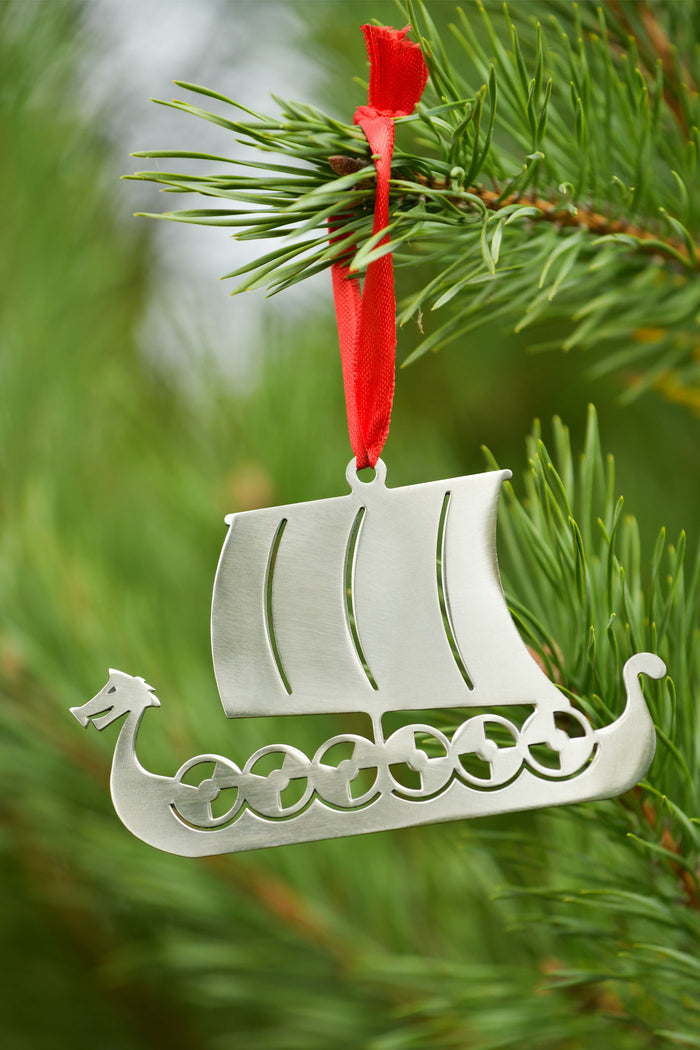 Kerstversiering vikingschip, roestvrij staal