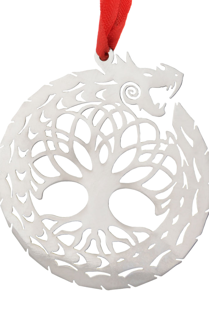 Kerstversiering draak & Yggdrasil, roestvrij staal