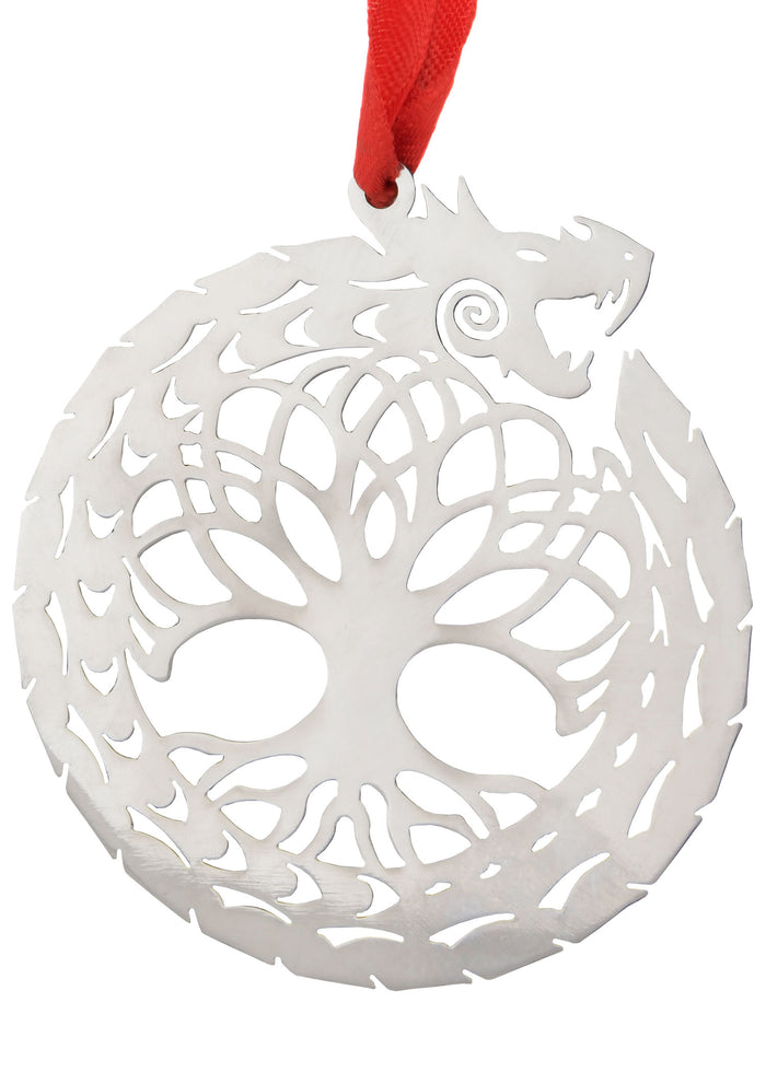 Kerstversiering draak & Yggdrasil, roestvrij staal