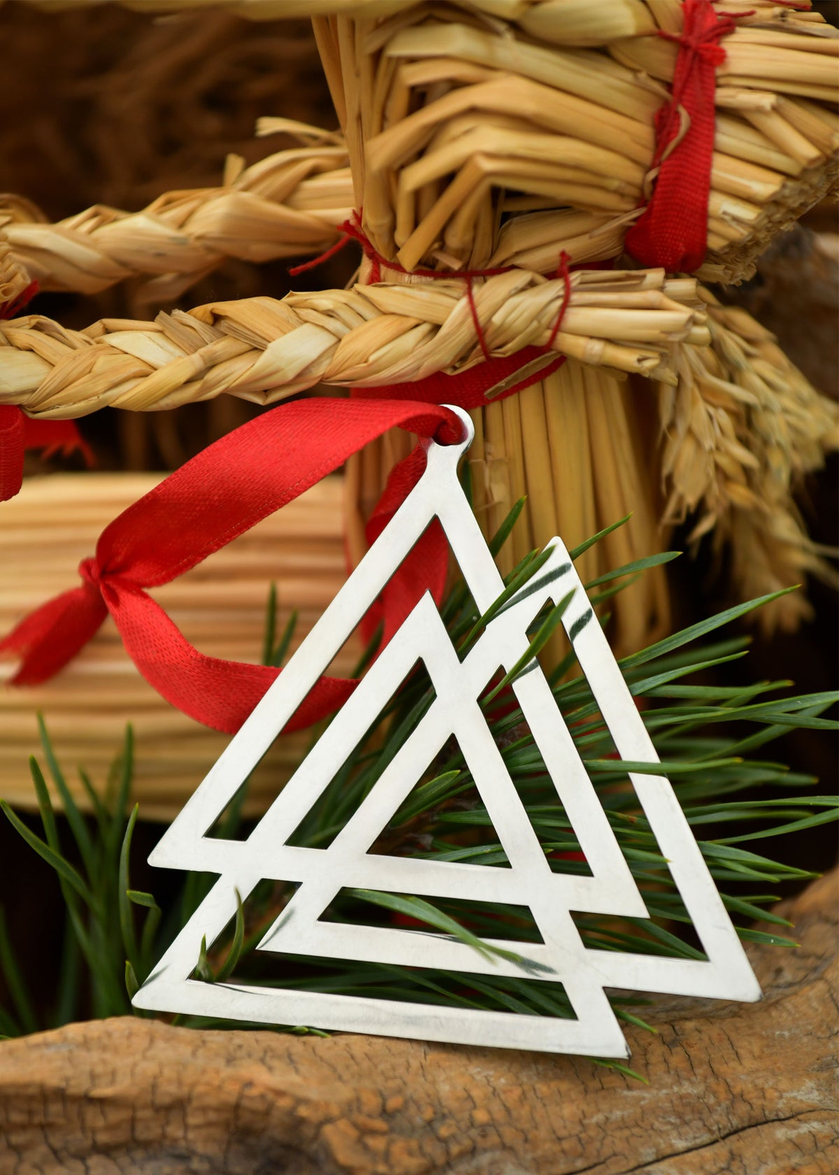 Kerstversiering valknut, roestvrij staal