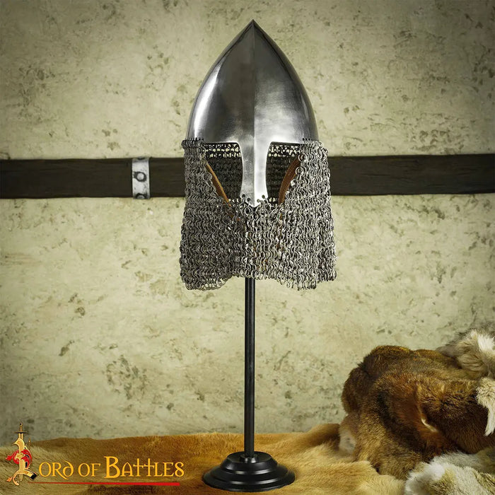 Olmutz nose helmet with chain mail collar, 2.5 mm