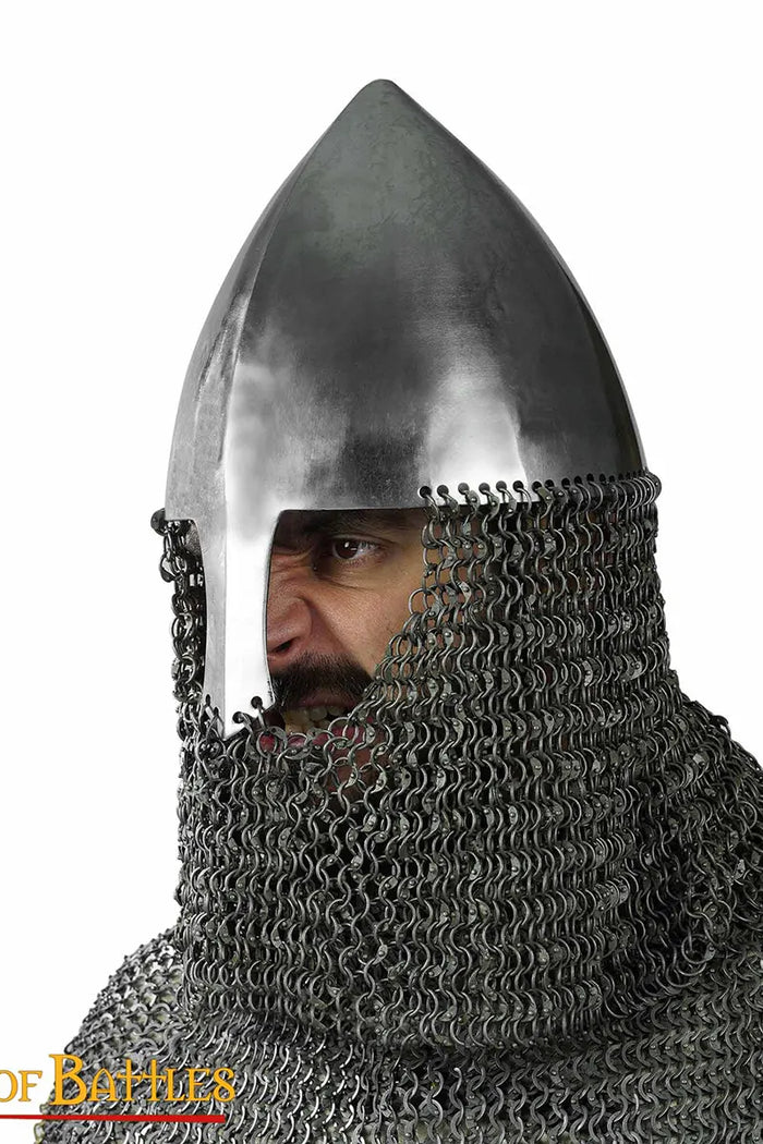 Olmutz nose helmet with chain mail collar, 2.5 mm