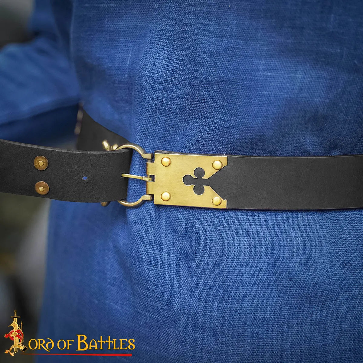 Medieval learning belt with brass fittings (14th-15th centuries), black