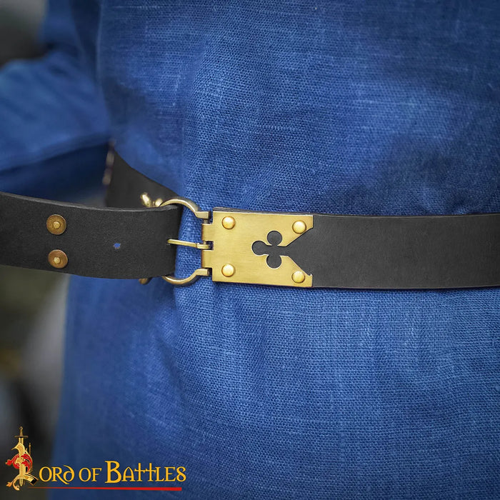 Medieval learning belt with brass fittings (14th-15th centuries), black