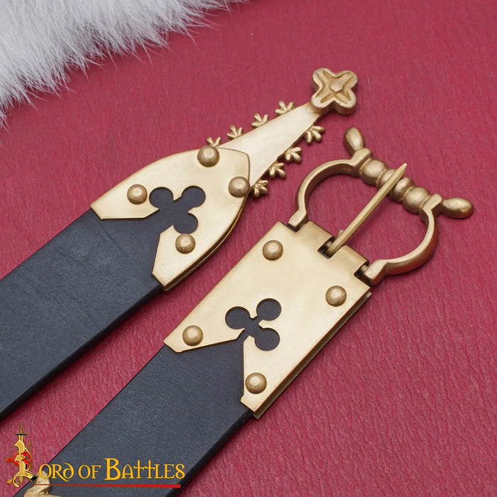Medieval learning belt with brass fittings (14th-15th centuries), black