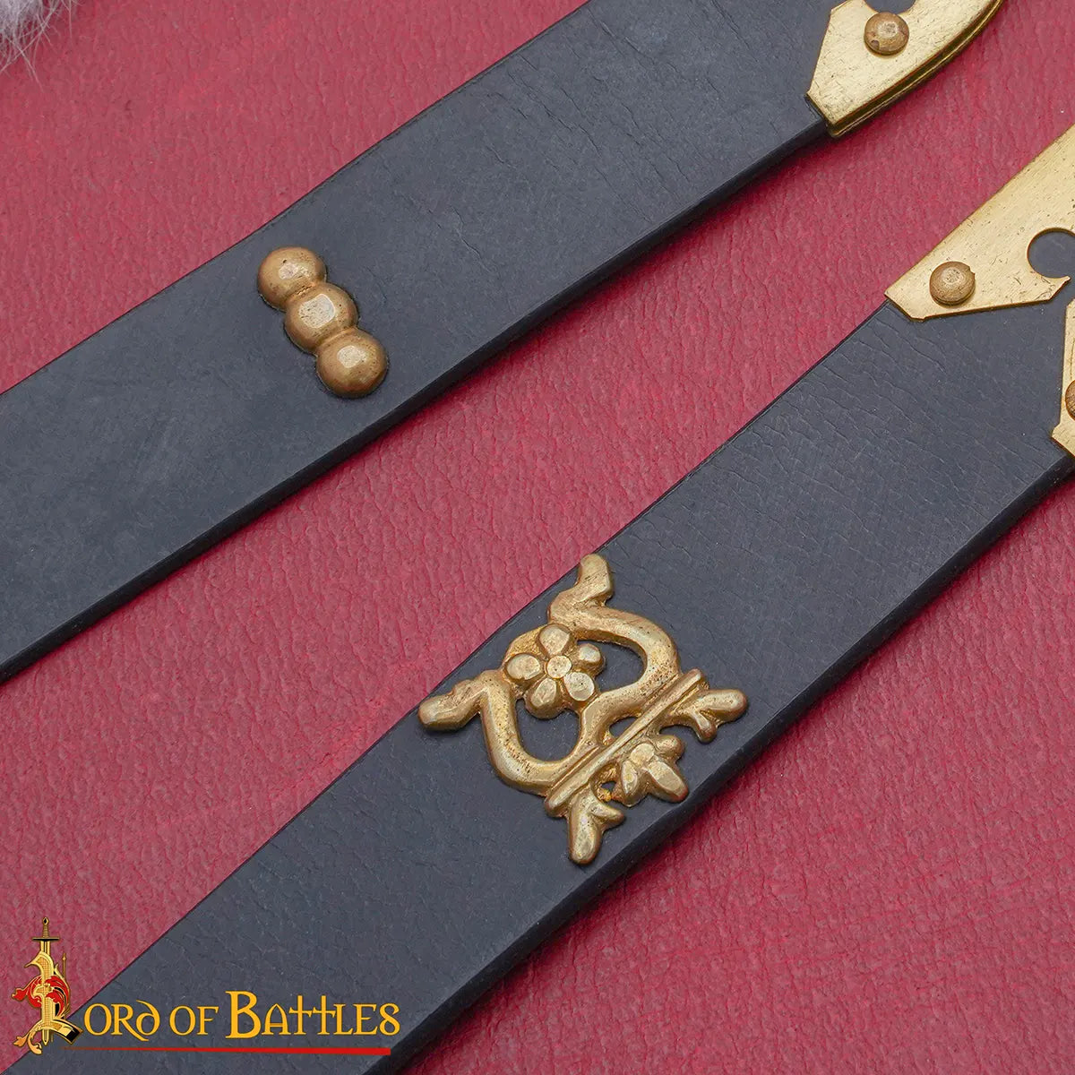 Medieval learning belt with brass fittings (14th-15th centuries), black