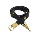Medieval learning belt with brass batter, black