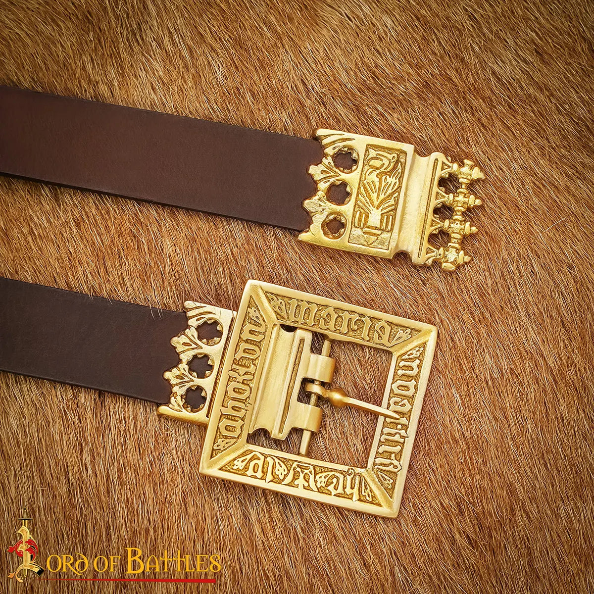 Learn belt Erik van Pommeren met brass batter, brown