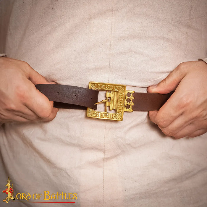 Learn belt Erik van Pommeren met brass batter, brown