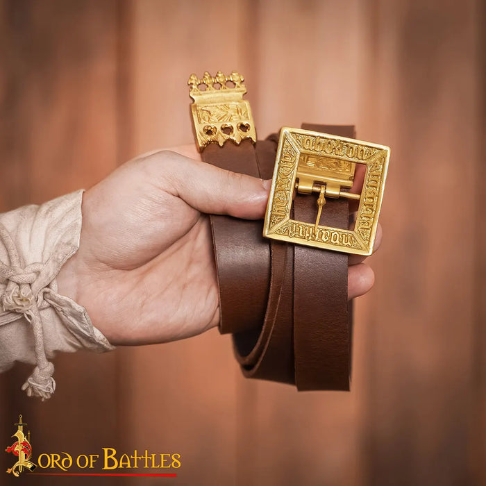 Learn belt Erik van Pommeren met brass batter, brown