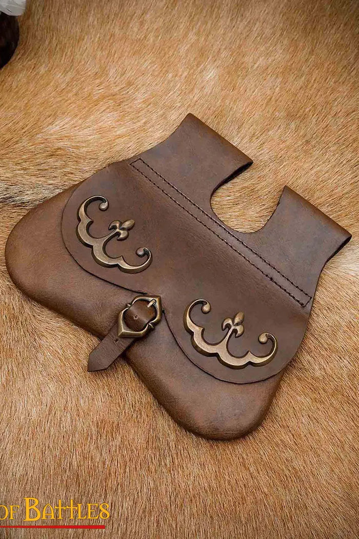Medieval kidney purse with antique fittings, brown, 14th-15th centuries