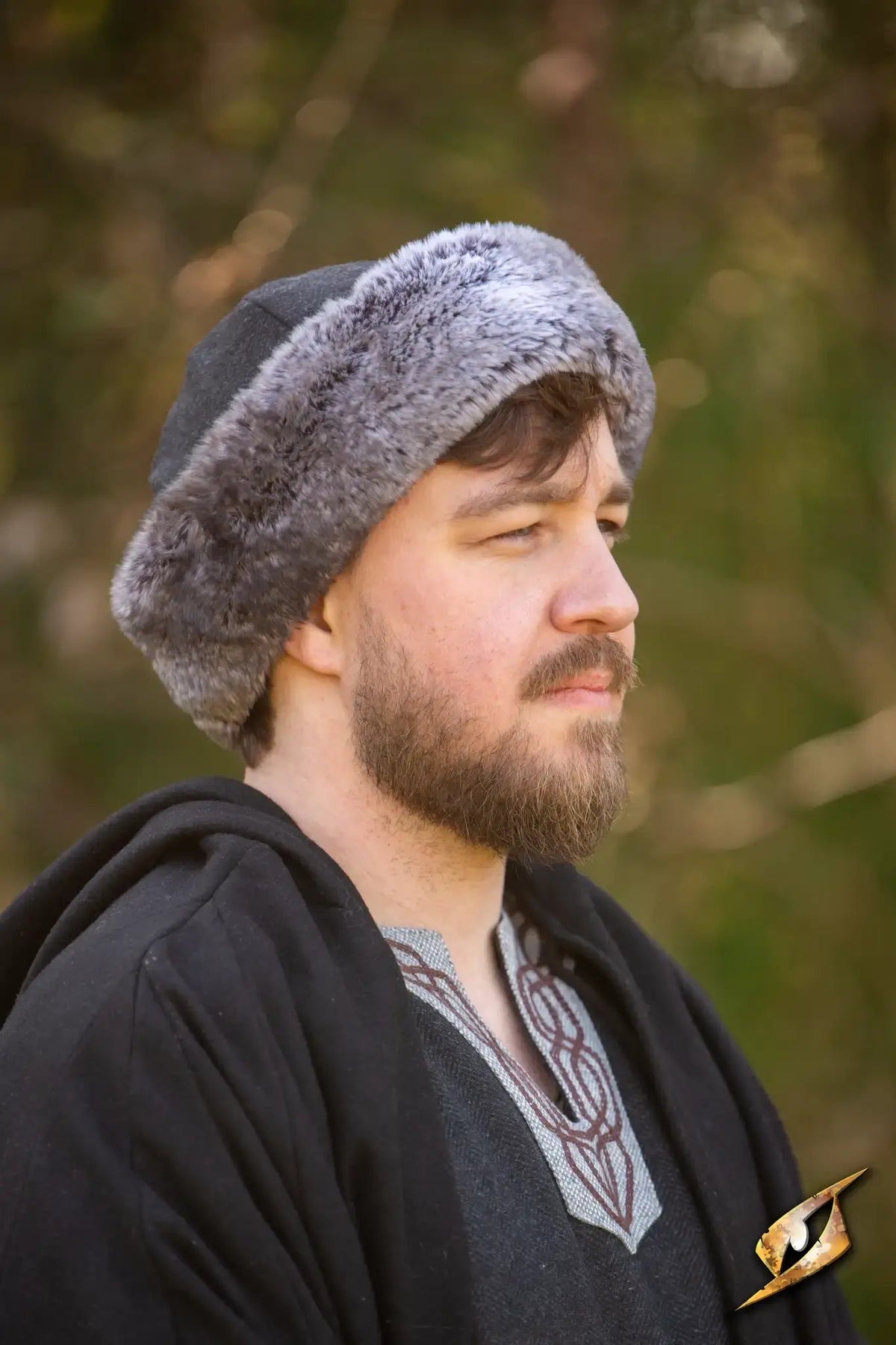 Viking hat Toke, wool blend, black-gray
