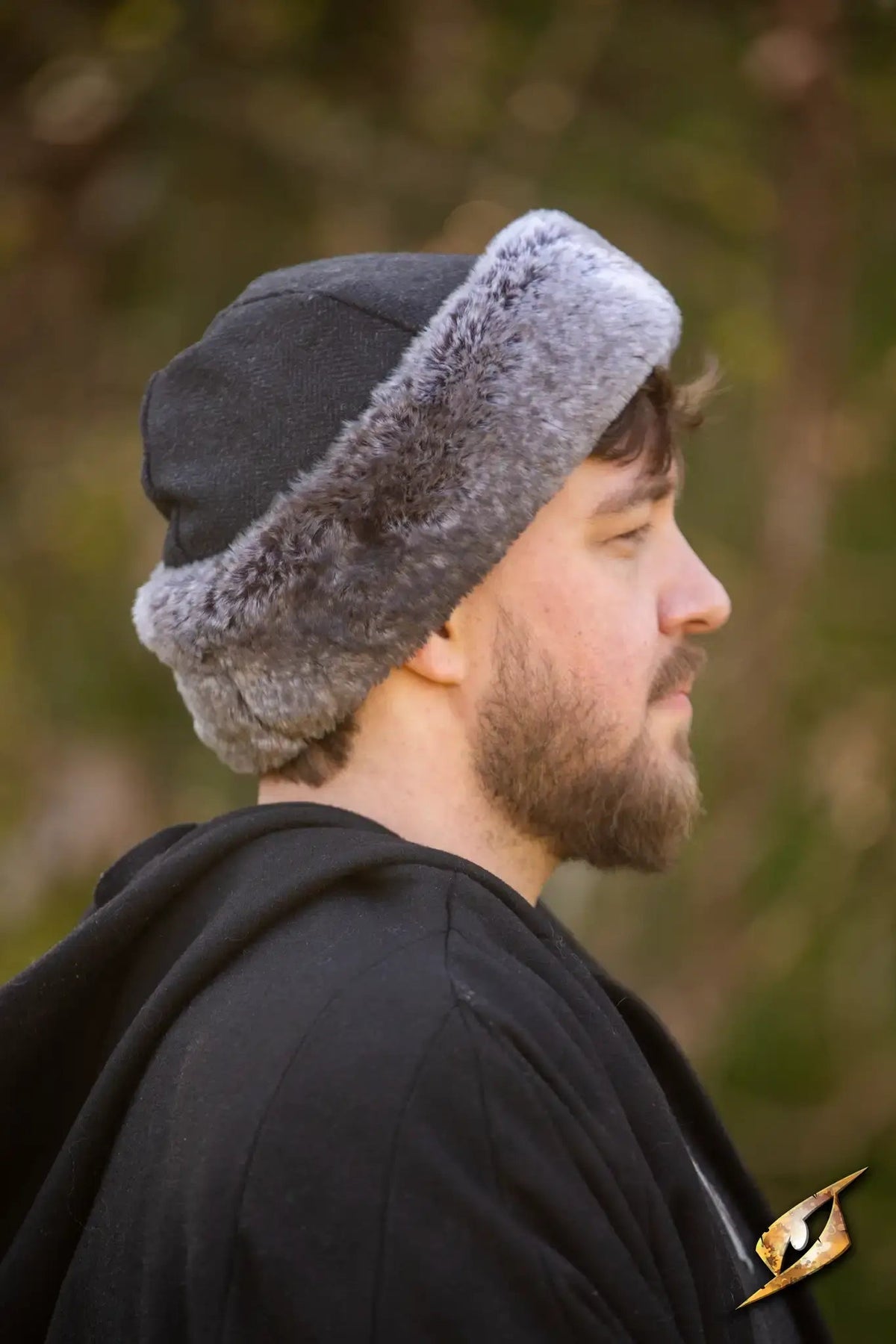 Viking hat Toke, wool blend, black-gray