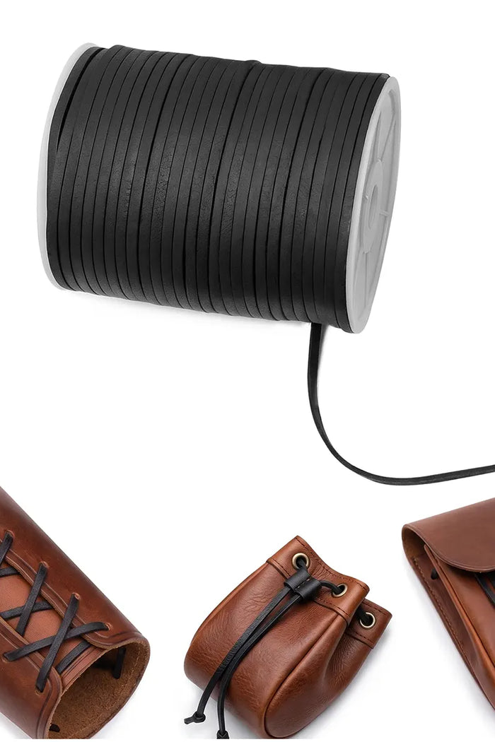 Leather cord, black, 50 meters