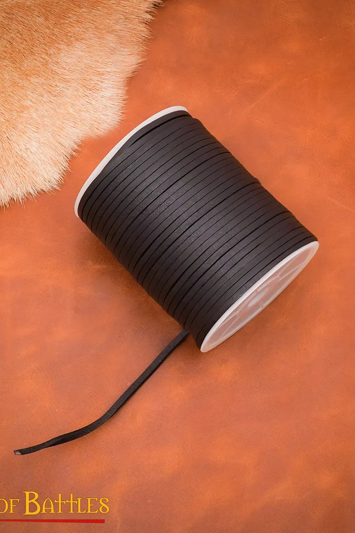 Leather cord, black, 50 meters