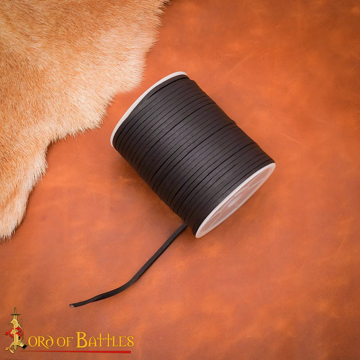 Leather cord, black, 50 meters