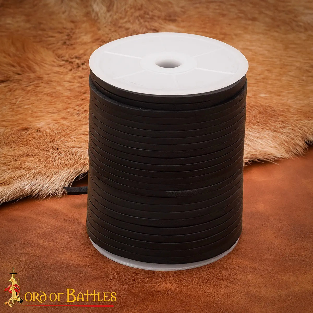 Leather cord, black, 50 meters