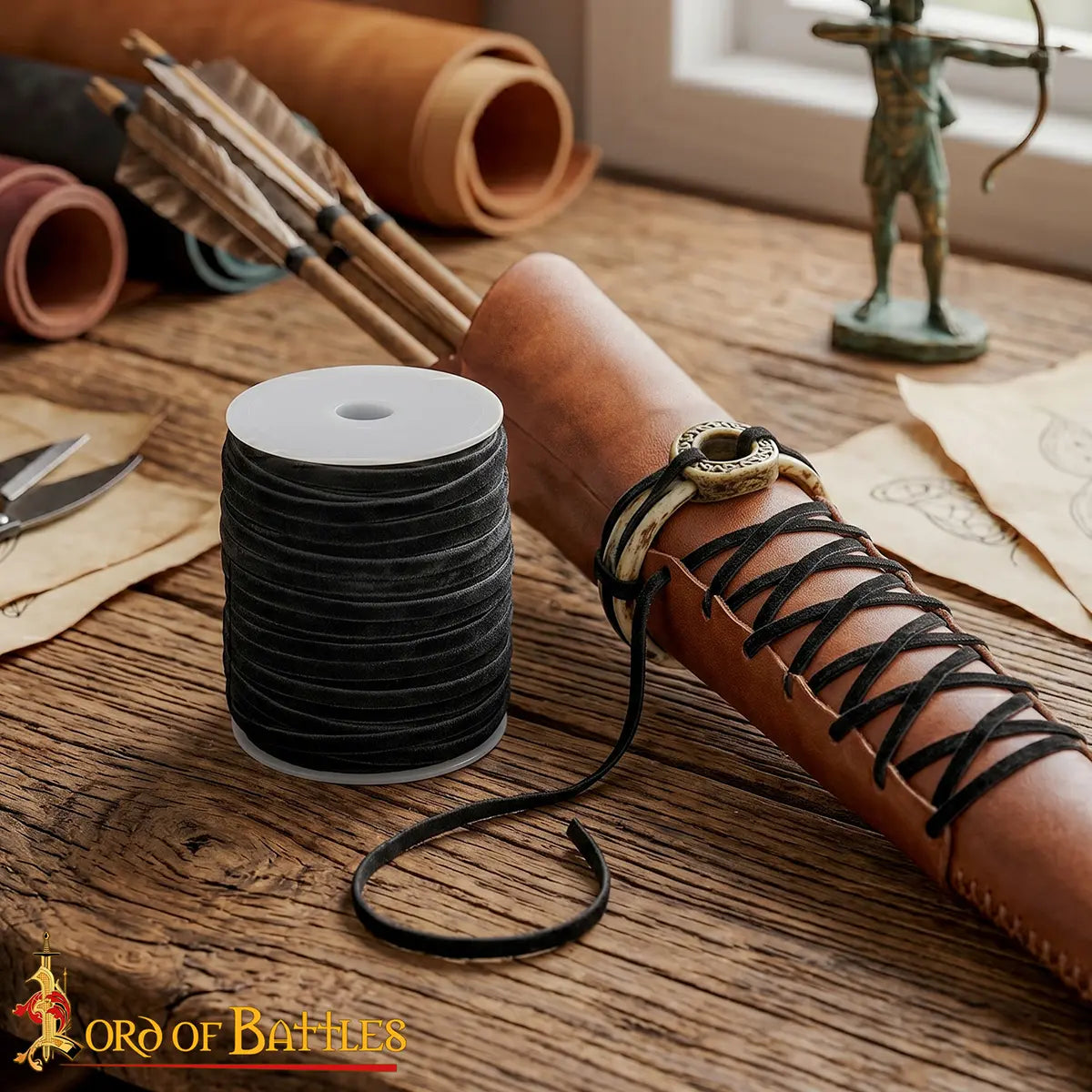Suede cord, black, 50 meters