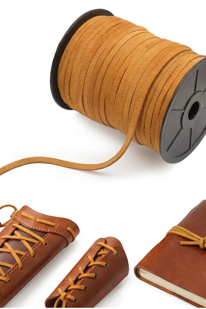 Leather cord, yellow, 50 meters
