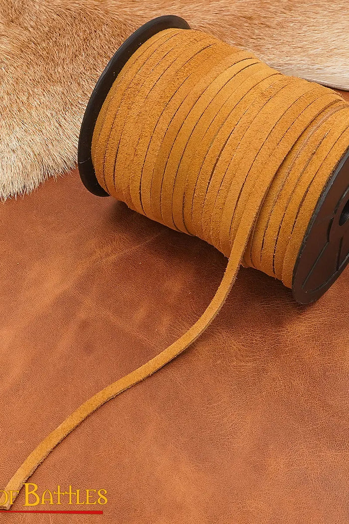 Leather cord, yellow, 50 meters