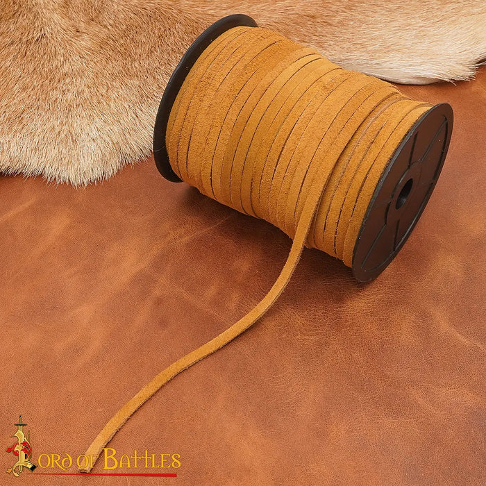 Leather cord, yellow, 50 meters