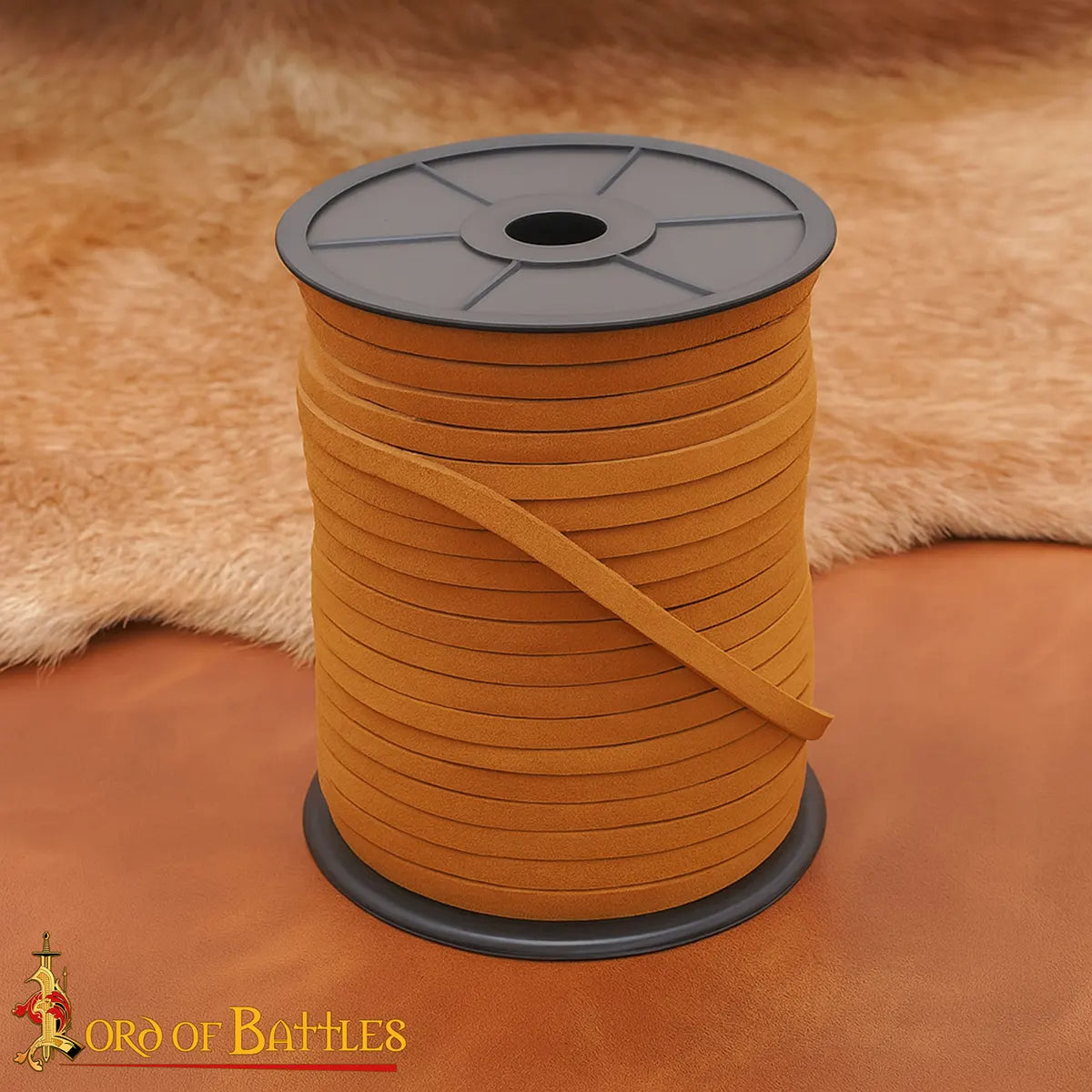 Leather cord, yellow, 50 meters