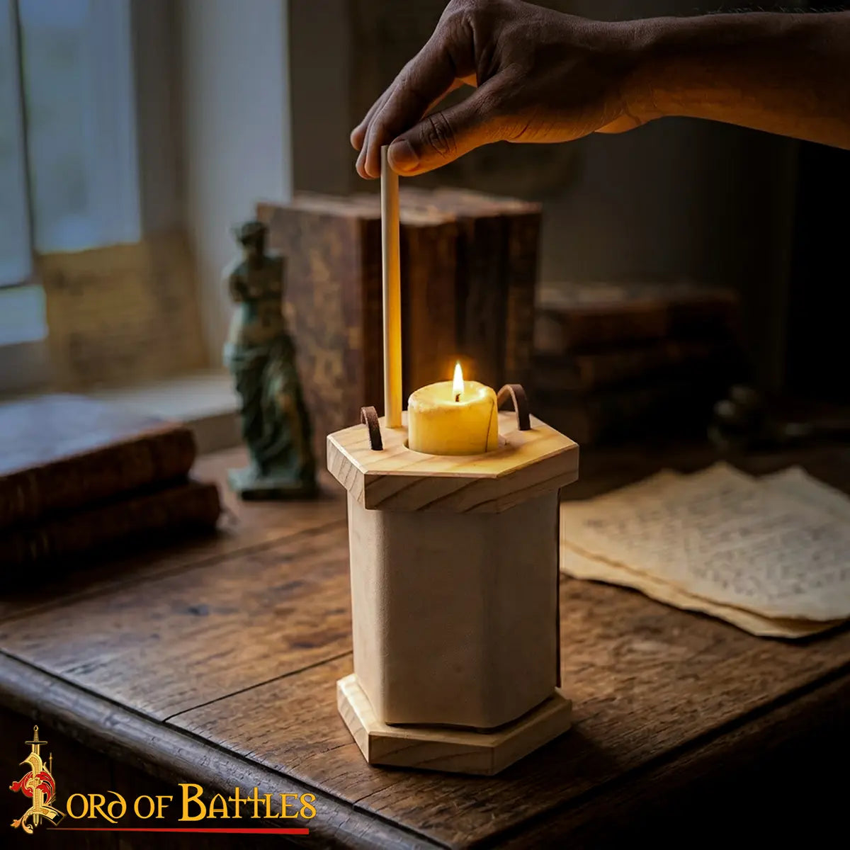 Medieval lantern with parchment windows
