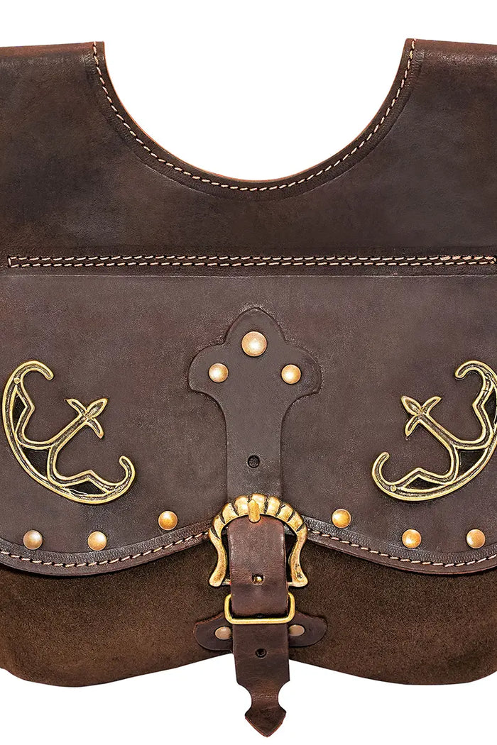 Late medieval kidney purse with fittings, brown, 14th-15th centuries