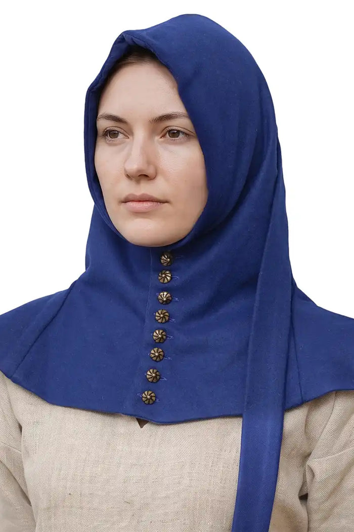 Hood with buttons, late 14th century, blue