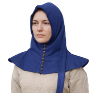 Hood with buttons, late 14th century, blue