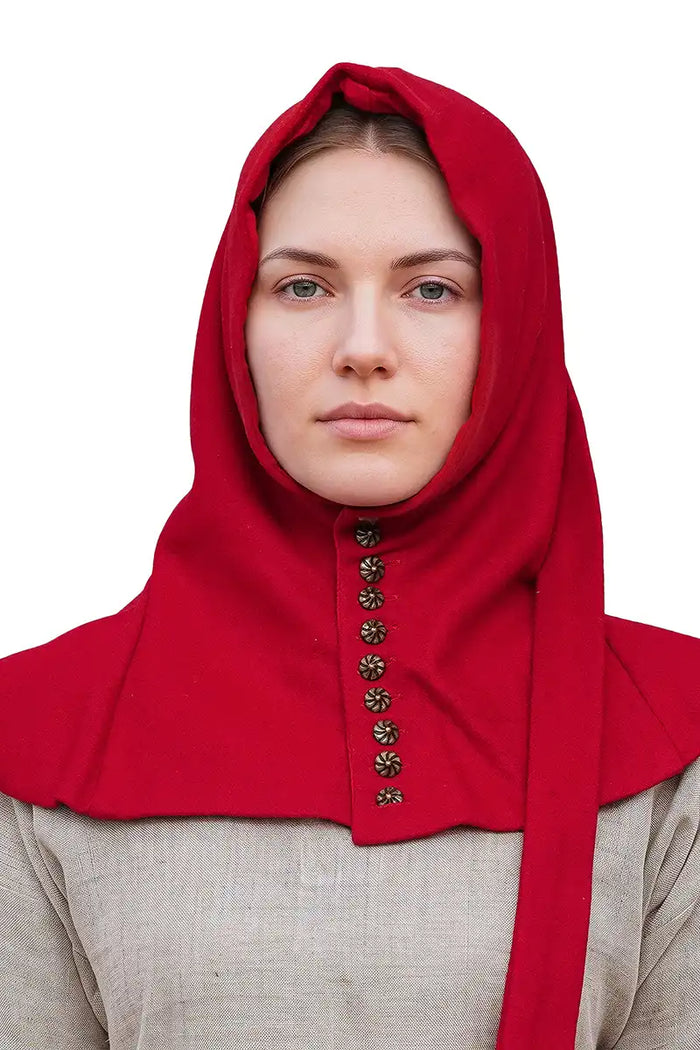 Hood with buttons, late 14th century, red