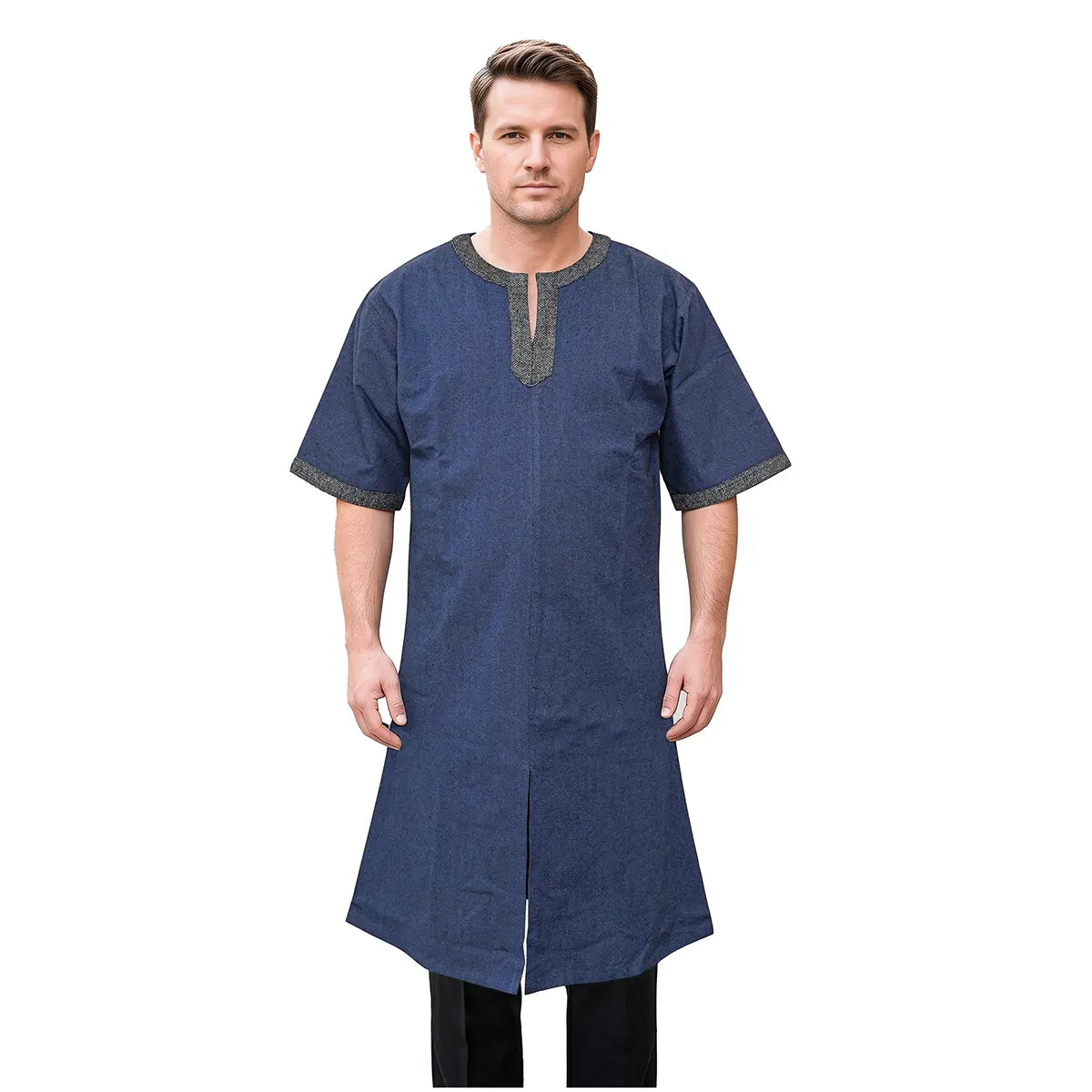 Normandy tunic Robert, short sleeves, blue