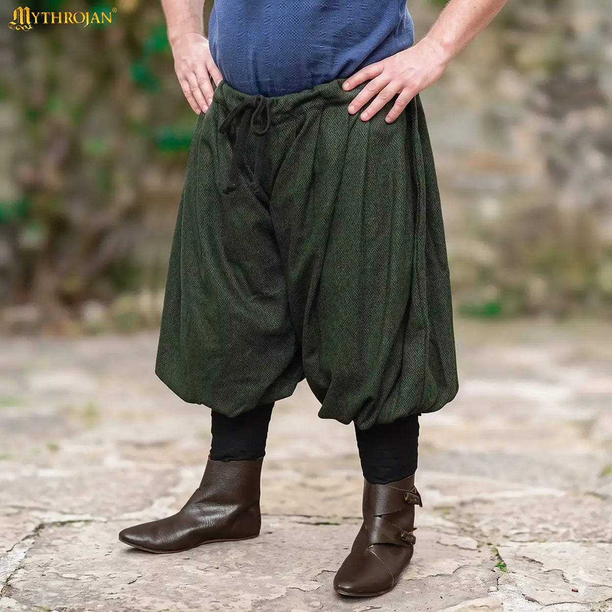 Viking trousers Oseberg, wool blend, green