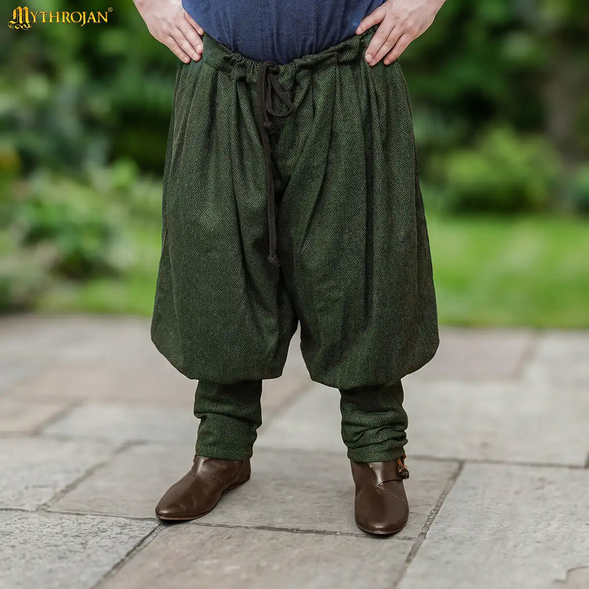 Viking trousers Oseberg, wool blend, green