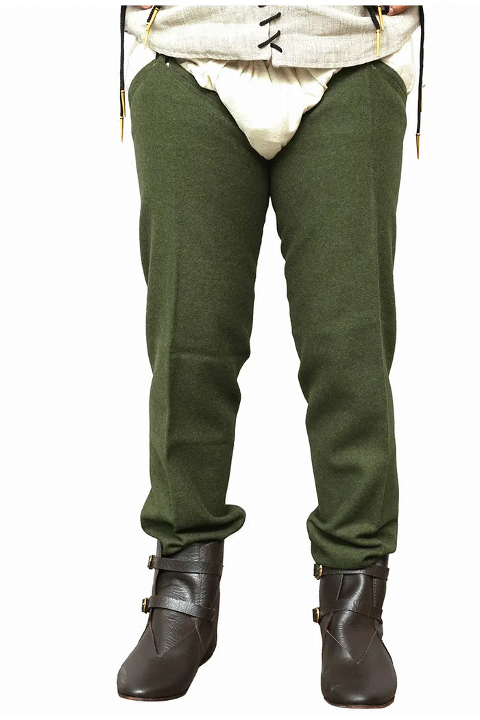 Medieval chausses, wool, green