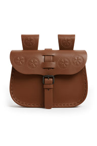 Brown leather bag sun wheel
