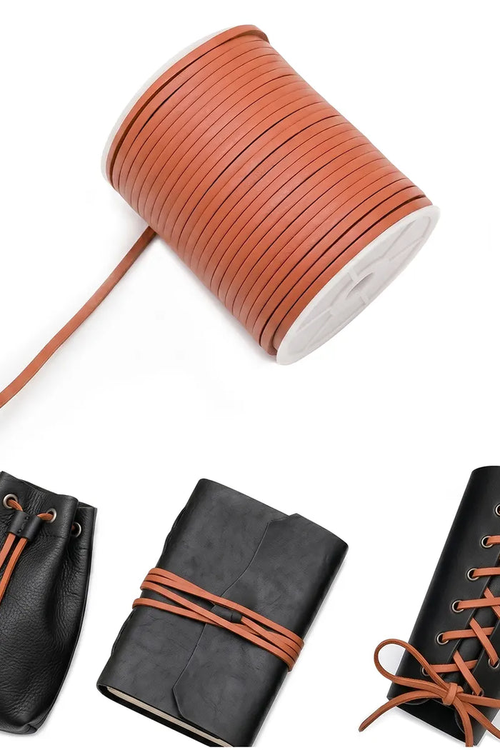 Leather cord, tan, 50 meters