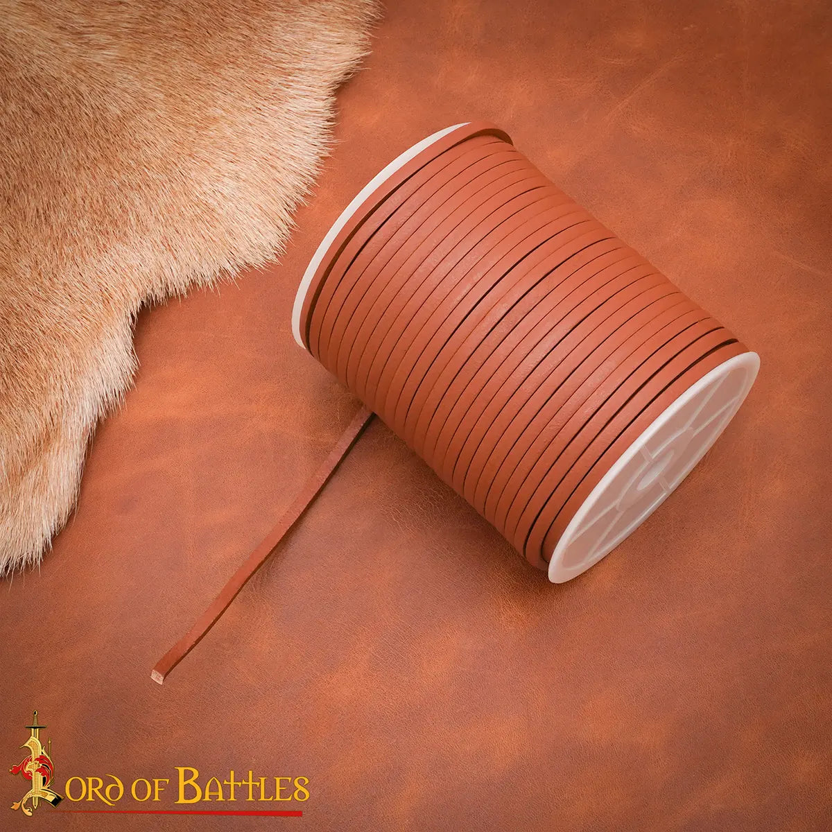 Leather cord, tan, 50 meters