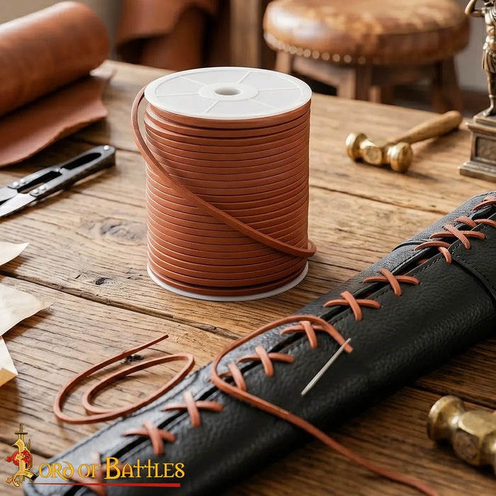 Leather cord, tan, 50 meters